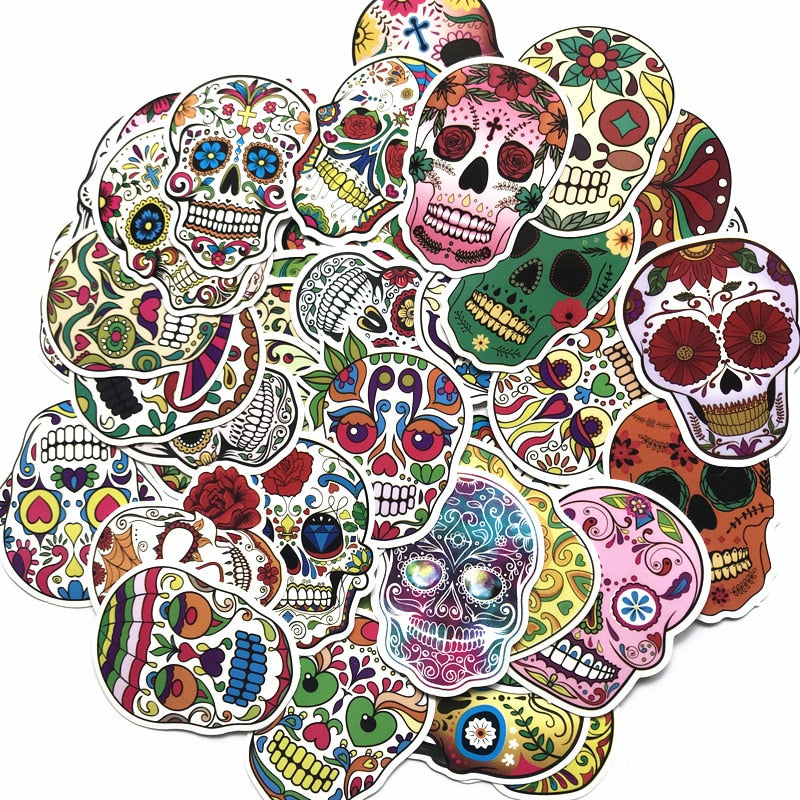 60Pcs/Lot New Waterproof sugar skulls Sticker