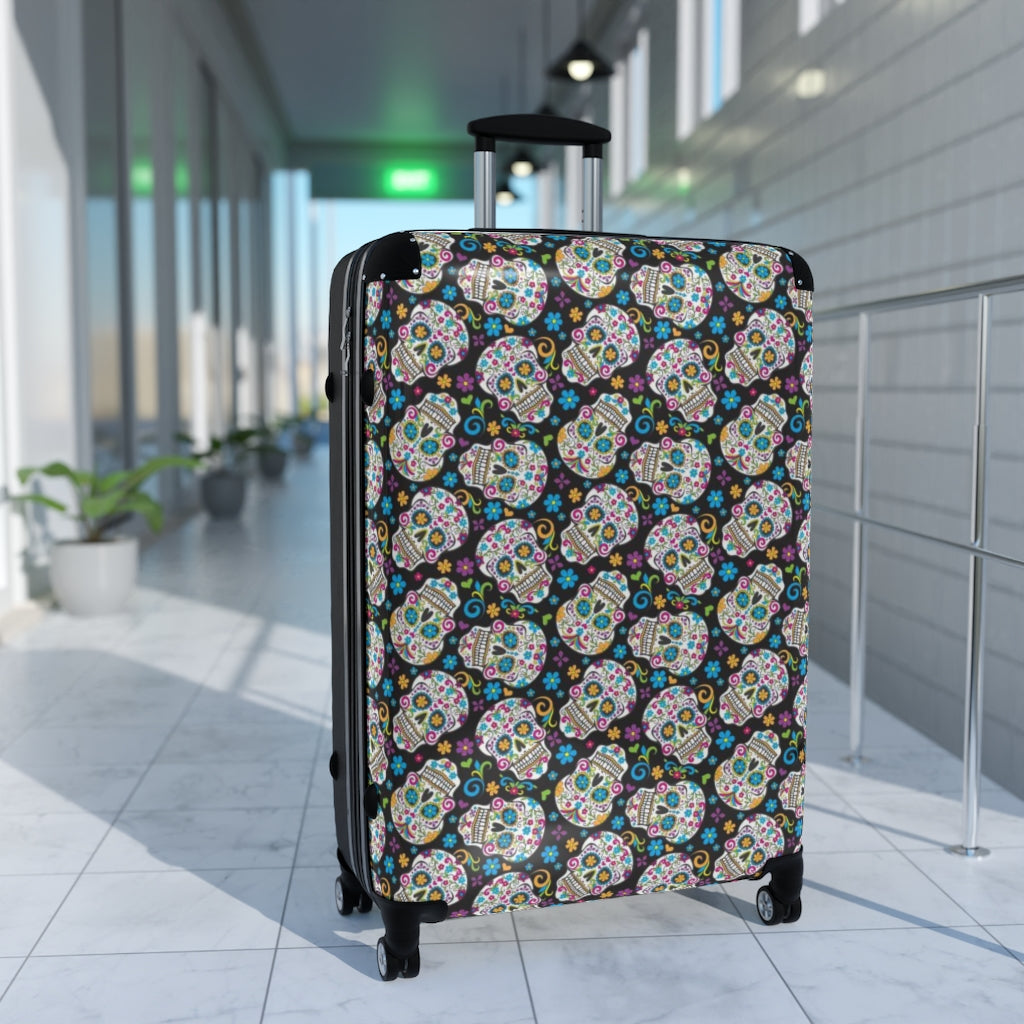 Day of the dead Sugar skull Suitcases, sugar skull luggage, dia de los muertos suitcase luggage