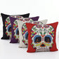 4 PCS 18'' Retro Colorful Floral Mexican Day of the Dead Sugar Skull Linen Pillow Cushion Covers 4NS6