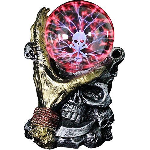 Plasma Ball Light Novelty Thunder Lightning Bolt Sphere, Touch Sensitive Flashing Ball with Wall Plug,Skull Style