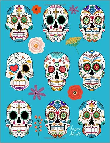 Sugar Skull: Notebook (Journal, Composition Book) in Blue, (8.5 x 11 Large)