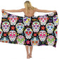 Scarf cover up Day Of The Dead Sugar Skull black Beach Sarong Wrap Scarf