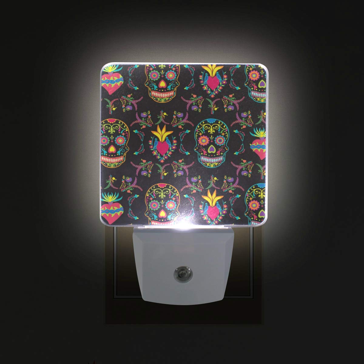 Sugar Skull Flowers LED Night Light with Smart Dusk to Dawn Sensor