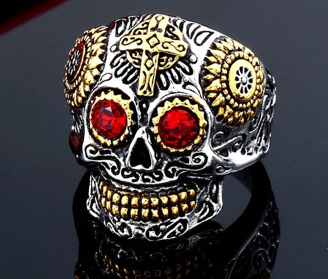 skull ring men stainless steel Hip-hop retro punk personality biker jewelry