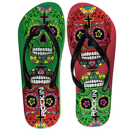 Sugar Skulls Flip-Flops Day of the Dead Beach Women's