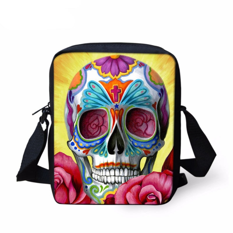 Small Cartoon Women Cross Body Bags Cool Sugar Skull Pattern Ladies Casual Mini Shoulder Bags Female Messenger Bags