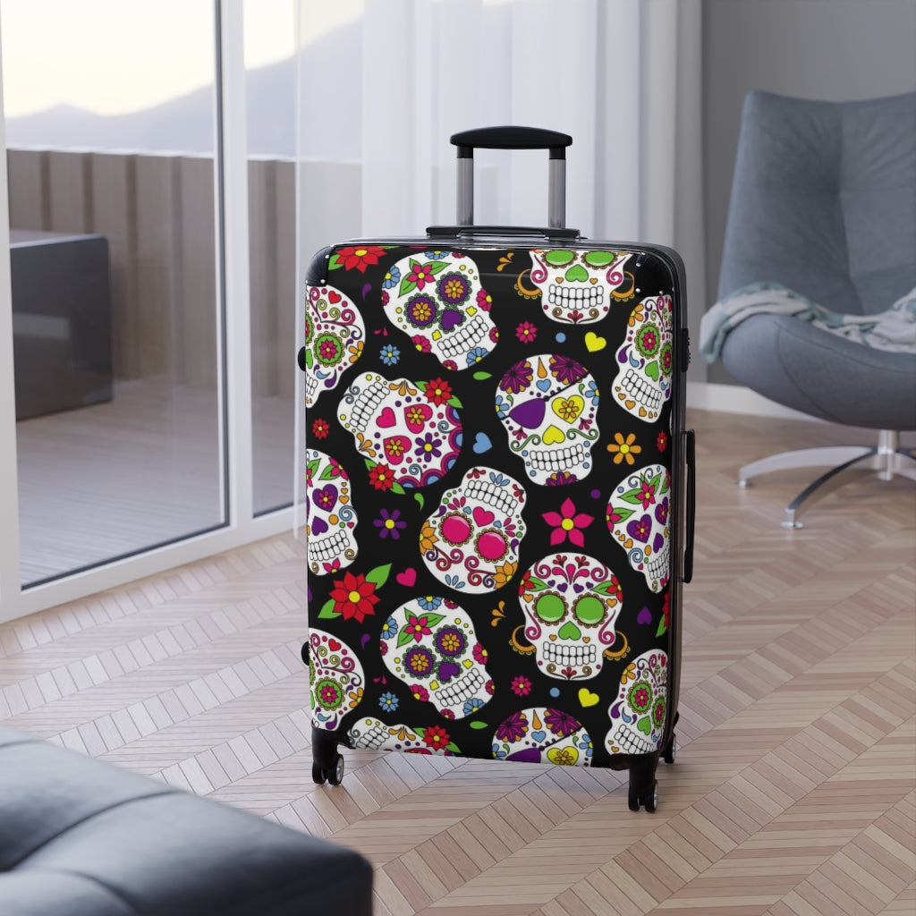 Day of the dead sugar skull Suitcases, floral skull suitcase luggage, sugar skull luggage, dia de los muertos suitcase