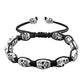 Smile Skull Skeleton Bead Bracelets Strand Vintage Boho Antique Silver Plated Handmade Rope Woven Craft Fashion Jewelry