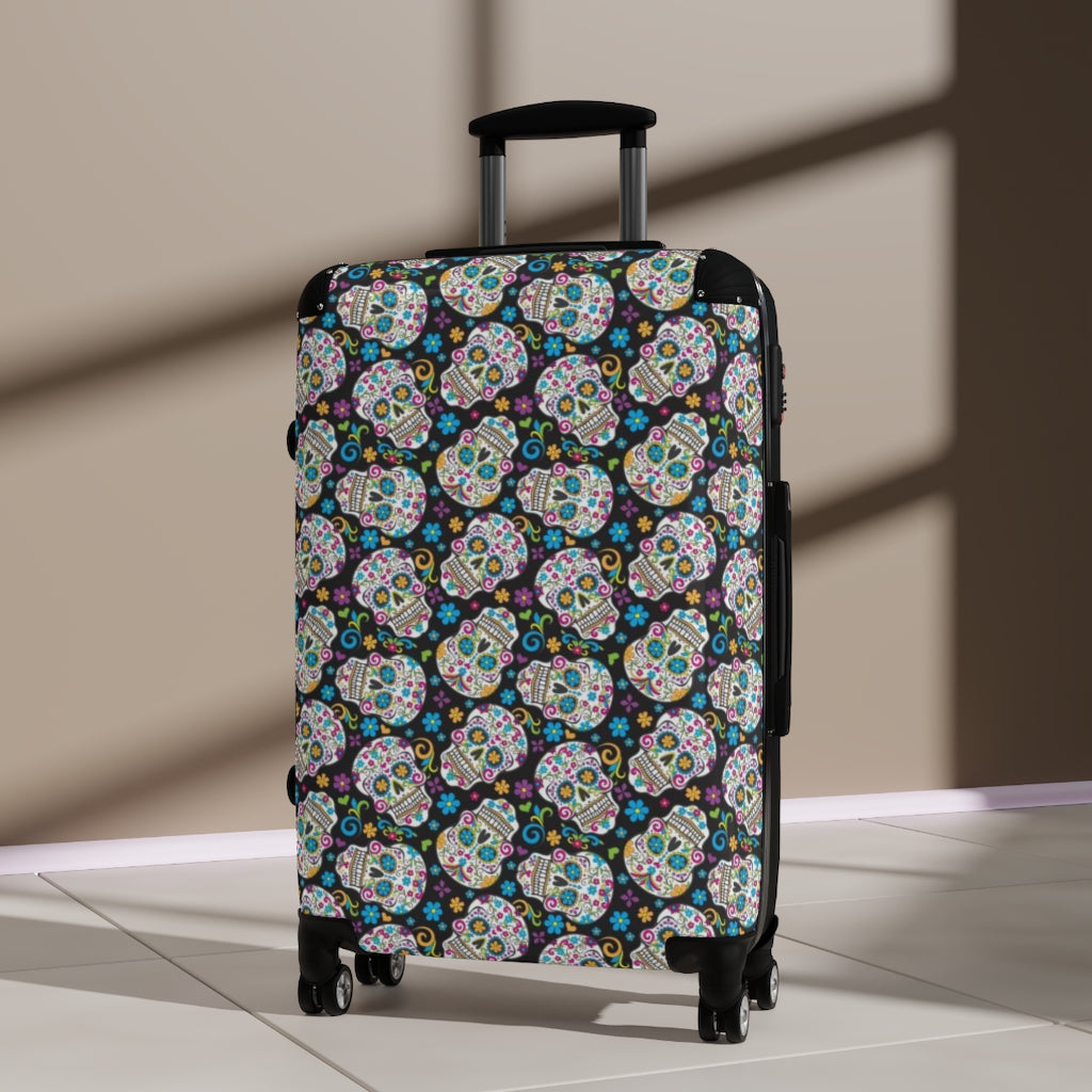 Day of the dead Sugar skull Suitcases, sugar skull luggage, dia de los muertos suitcase luggage