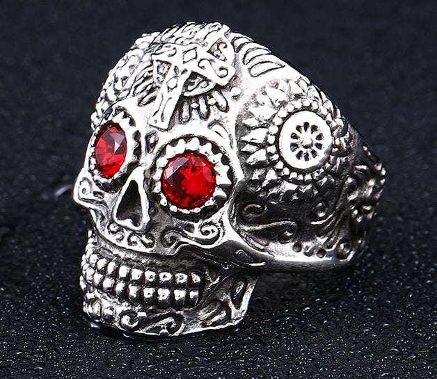 skull ring men stainless steel Hip-hop retro punk personality biker jewelry