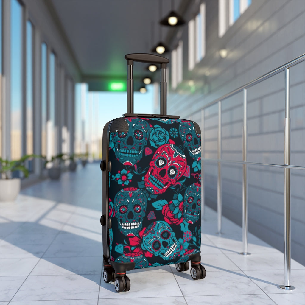 Dia de los muertos sugar skull Suitcases, sugar skull luggage, day of the dead skull skeleton suitcases luggae