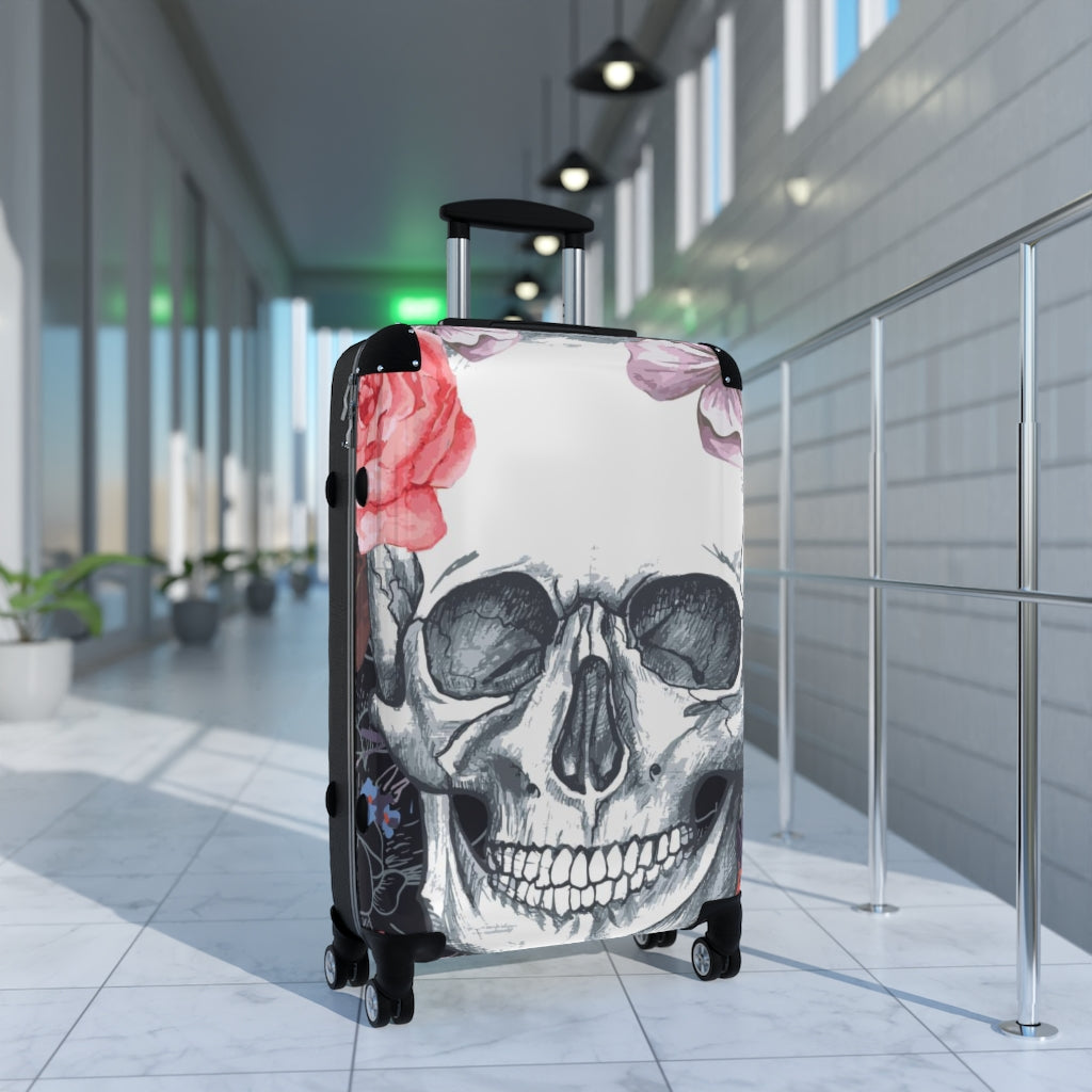 Grim reaper skull Suitcases, Halloween gothic skull suitcase luggage, day of the dead suitcase luggage