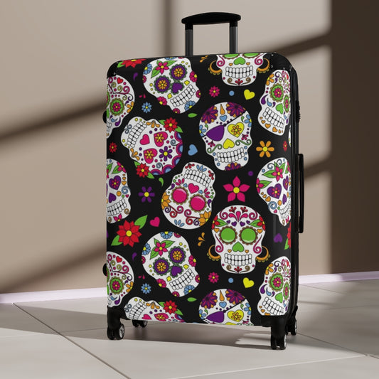 Day of the dead sugar skull Suitcases, floral skull suitcase luggage, sugar skull luggage, dia de los muertos suitcase