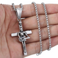 Guitar Skull Cross Pendant Necklace Gothic Mens Chain 316L Stainless Steel Box Link Silver 18-36inch