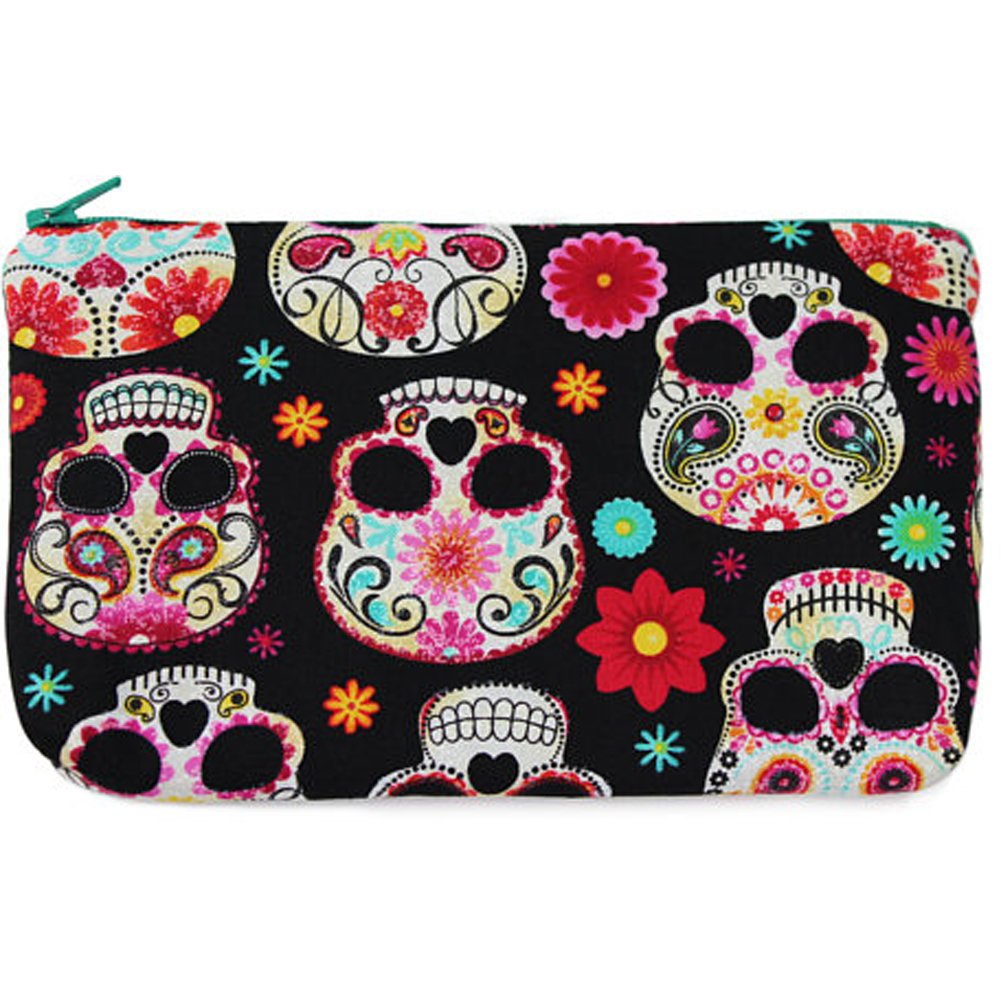 Women's Hemet Sugar Skulls Wallet/Makeup Bag Black