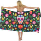 AMERICAN TANG Swimwear Cover up Beach Sarong Wrap Mexican Sugar Skulls Floral Scarf skirt