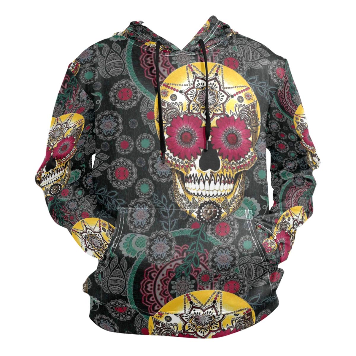 Classic Lightweight Sugar Skull Hoodie Hooded Sweatshirt (Health Fabric)