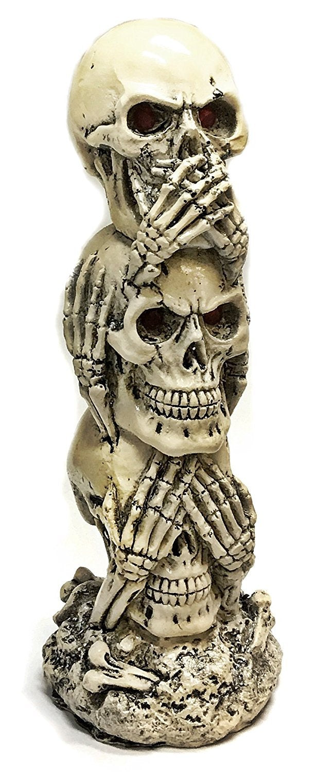 The Hear-no, See-no, Speak-no Evil Skull Statue Sculpture Figure Skeleton Limited