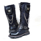 Black Army Gothic Boots Men Military Combat Metal Skull Buckle Motorcycle Punk High Leather Men's Shoes Rock Bota Masculina Hot