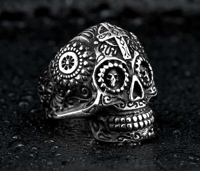 skull ring men stainless steel Hip-hop retro punk personality biker jewelry