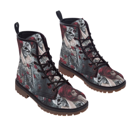 Skull lover men's women's boots shoes, grim reaper Halloween skeleton girls love boots shoes