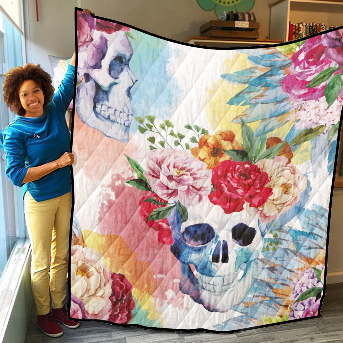 Floral skull Household Lightweight & Breathable Quilt