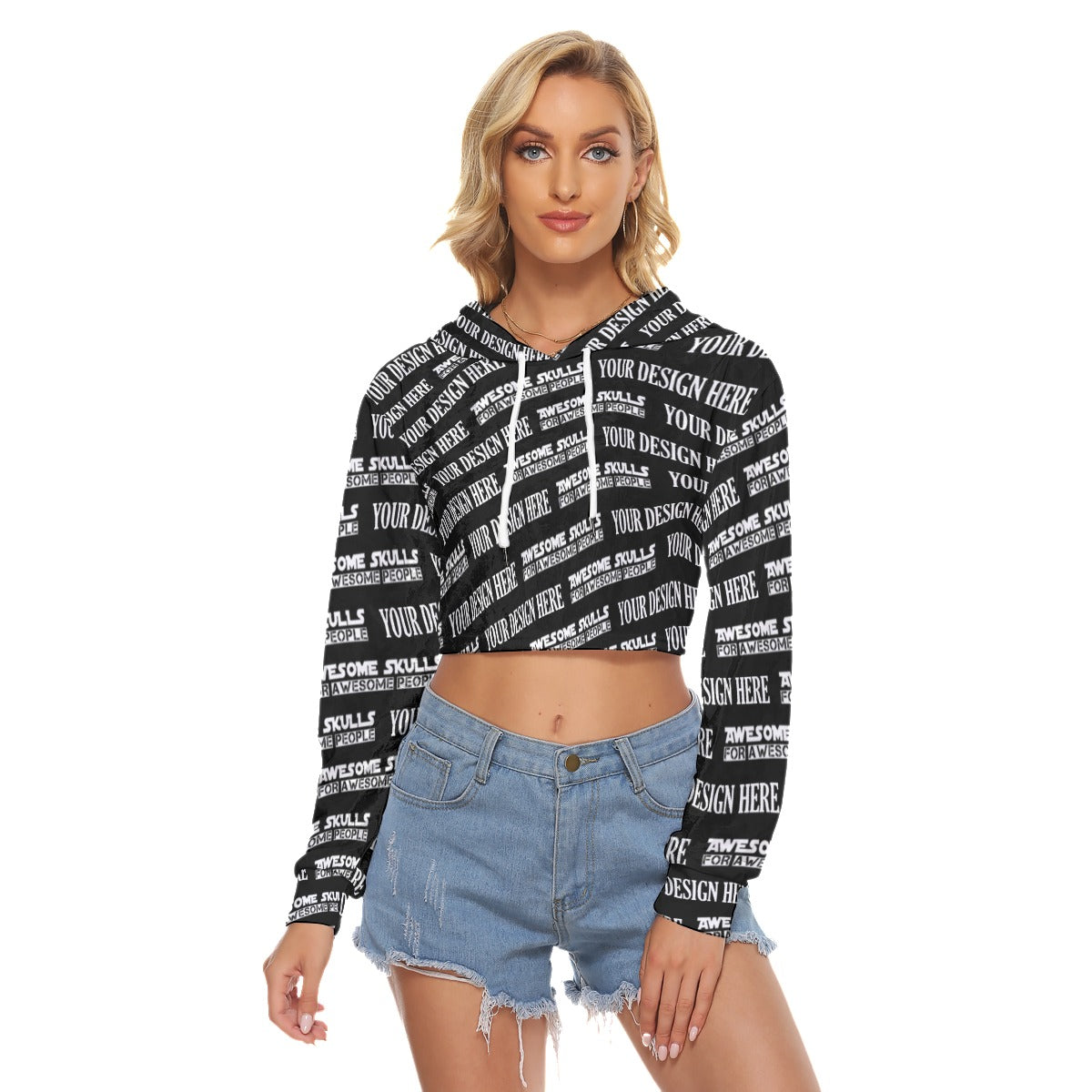 Custom print on demand pod Women's Hoodie Crop Top Hoodie|Velvet