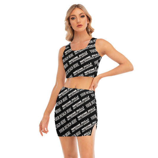 Custom Print on demand POD women's suit Camisole And Hip Skirt Suit
