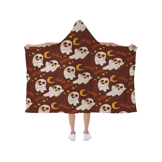 Halloween ghost Hooded blanket With Soft Fleece Lining