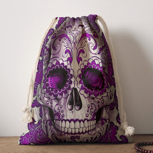 Gothic sugar skull Drawstring Bag, Day of the dead dia de los muertos handbag shoulder bag