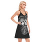 Sugar skull couple Women's Long Style Criss-Cross Open Back Tank Top