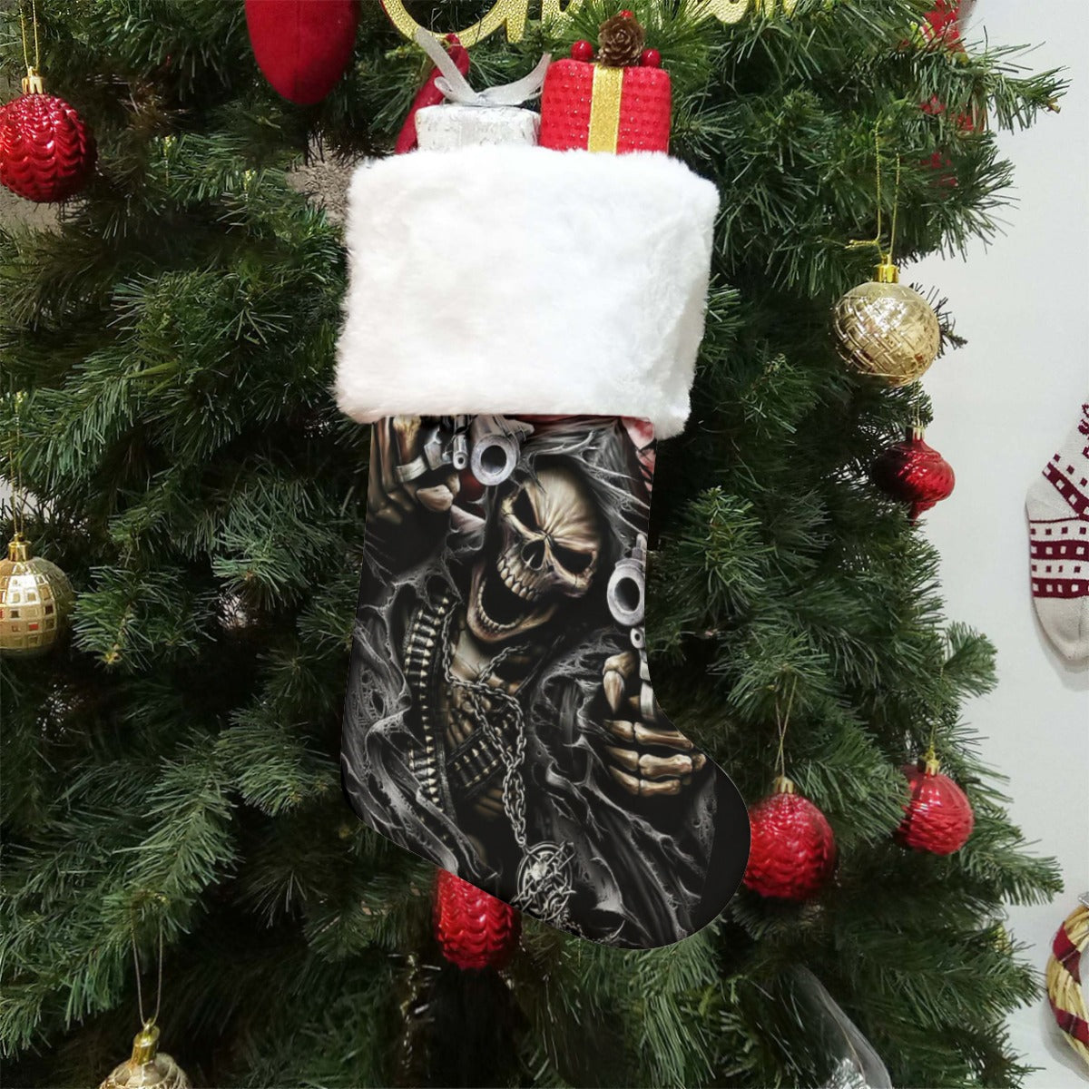 Grim reaper skull stocking All-Over Print Christmas Socks