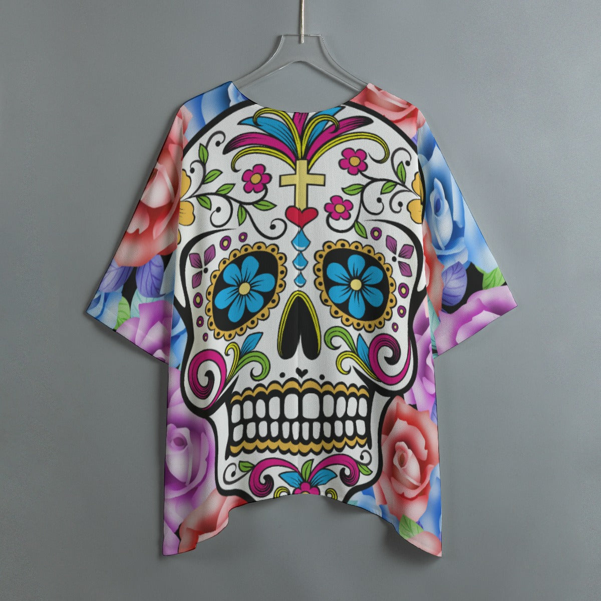 Sugar skull All-Over Print Women's Bat Sleeve Shirt