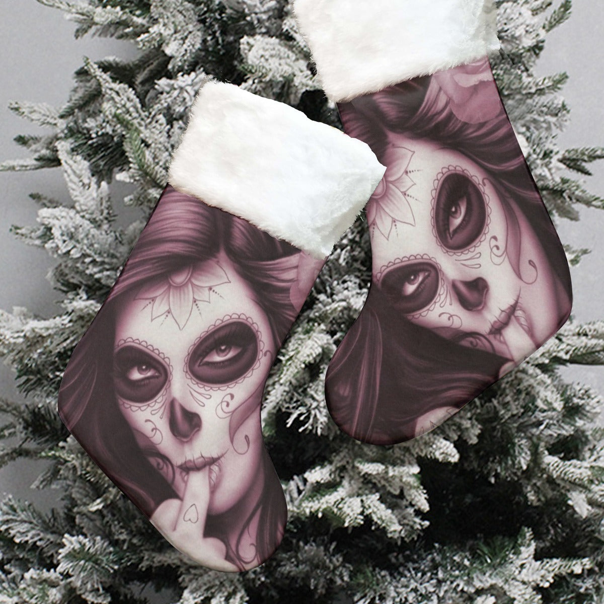 Sugar skull girl day of the dead All-Over Print Christmas Socks