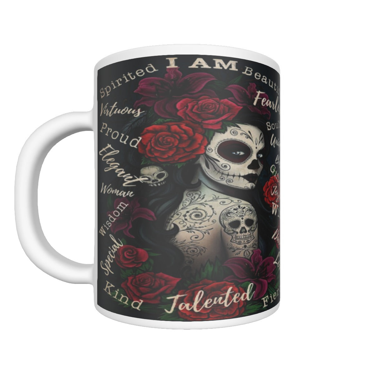 Sugar skull girl Ceramics mug, Day of the dead mug cup