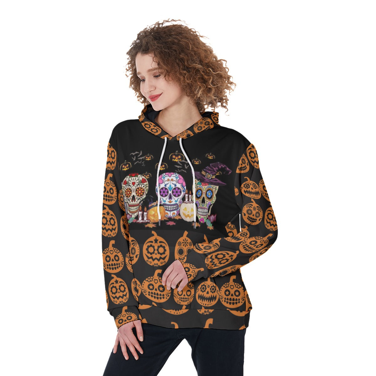 Sugar skull Halloween Women's Pullover Hoodies