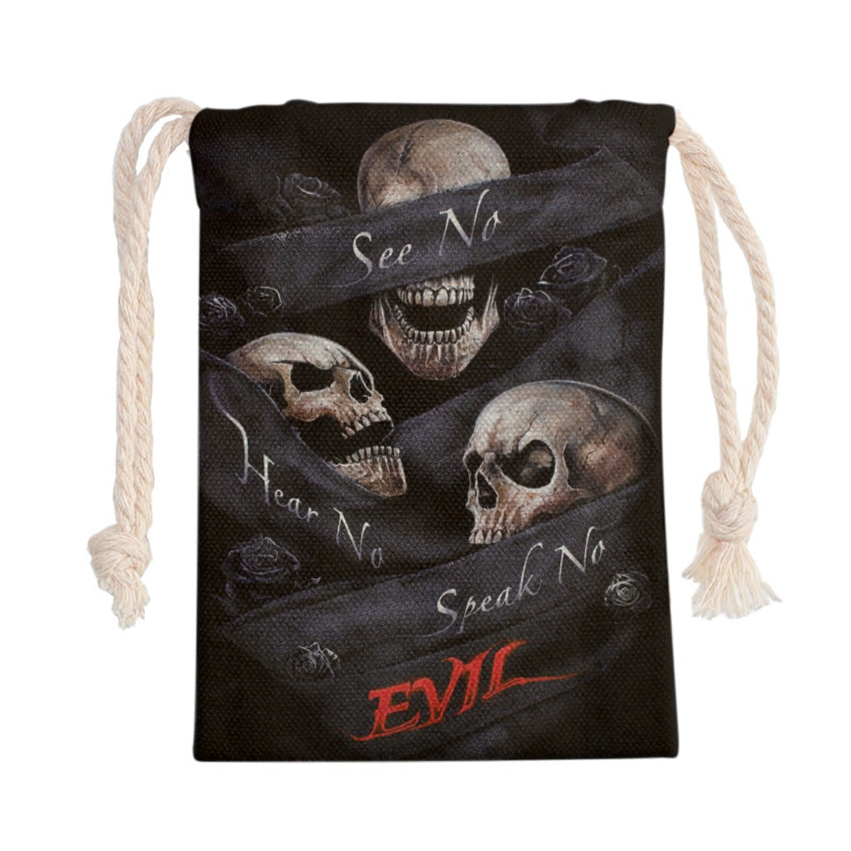 No see no hear no speak evils Print Drawstring Bag