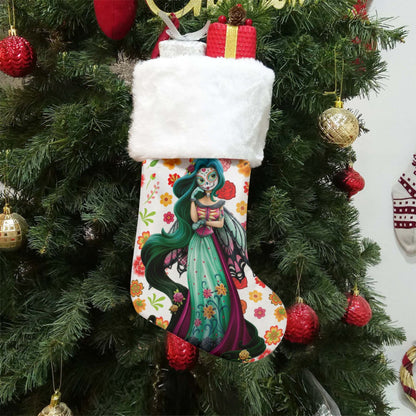 Day of the dead girl sugar skull Christmas Socks