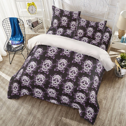 Day of the dead sugar skull Four-piece Duvet Cover Set, Gothic skeleton bedding cover set