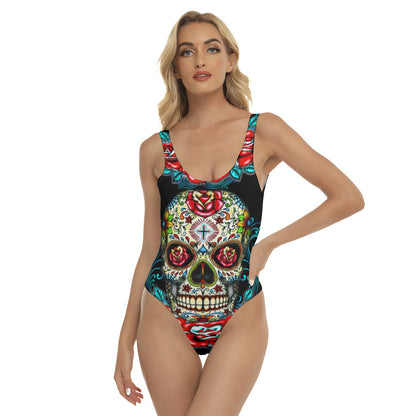 Floral sugar skull Women's One-piece Swimsuit, Day of the dead swimsuit