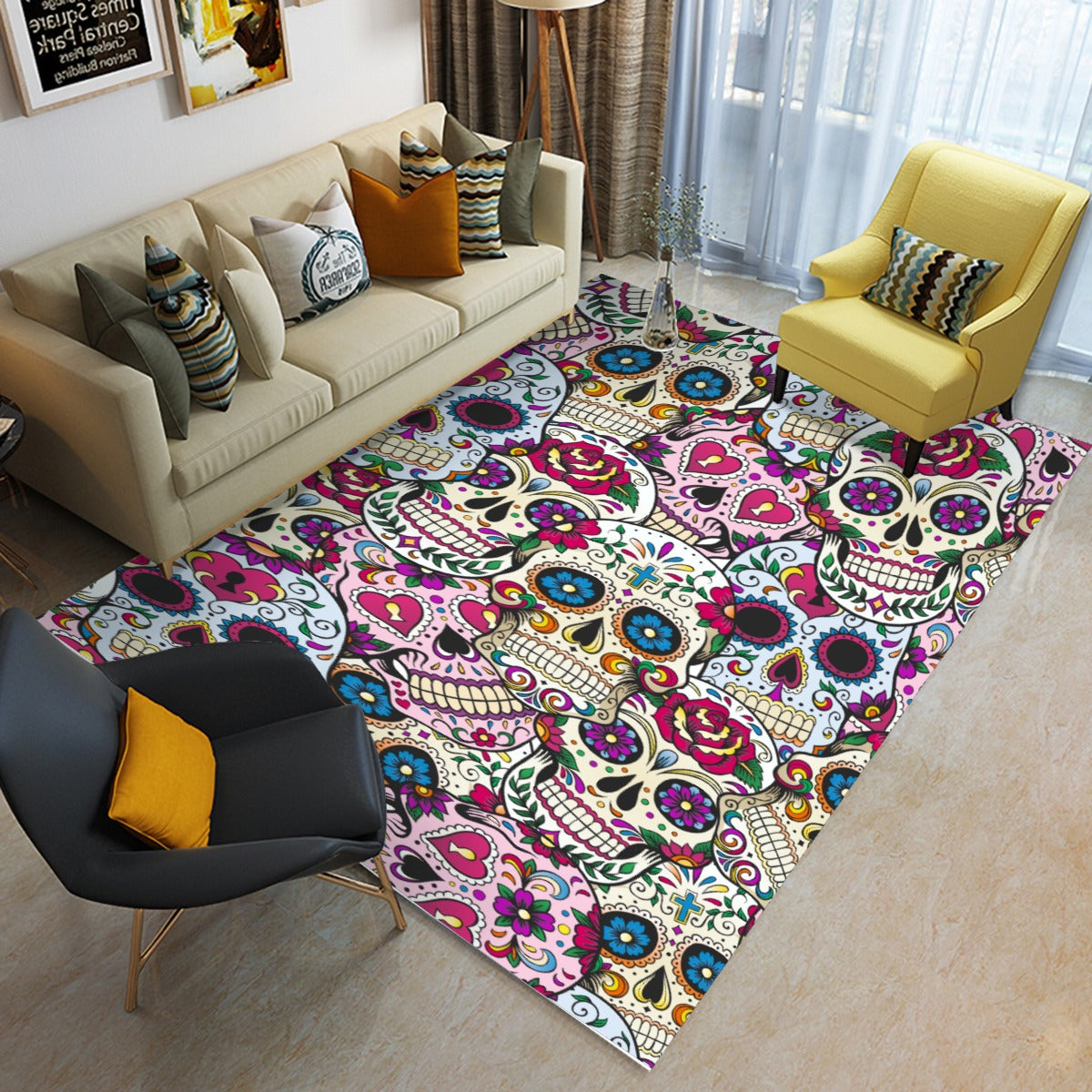 Sugar skull Foldable Rectangular Floor Mat