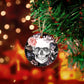 Floral skull Round Christmas Ceramic pendant, Skeleton skull ornament, skeleton christmas ornament