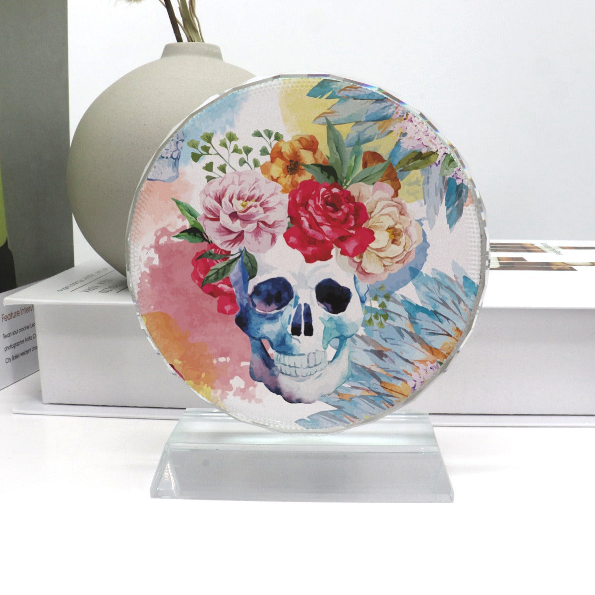 Floral skull Crystal Pendulum, Rose skull gothic Halloween table decoration