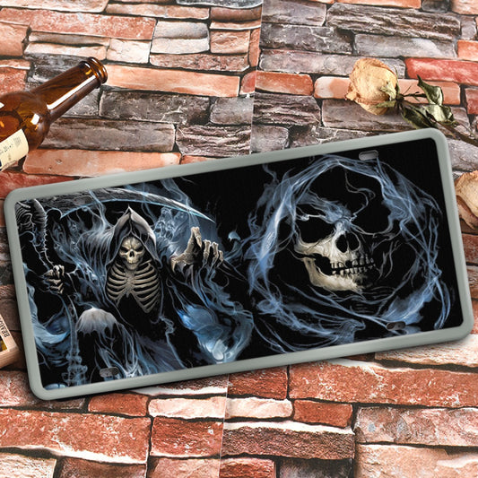 Grim reaper Vintage License Plate Decoration Painting, Horror Halloween gothic License Plate