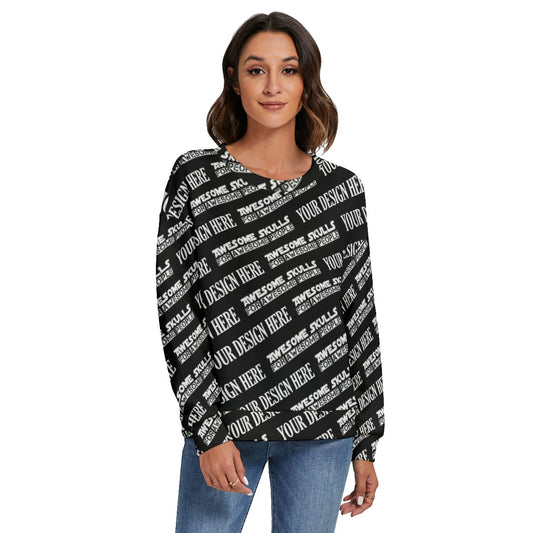 Custom Print on demand POD women's Knitwear & Ca O-neck Imitation Knitted Sweater With Drop-shoulder