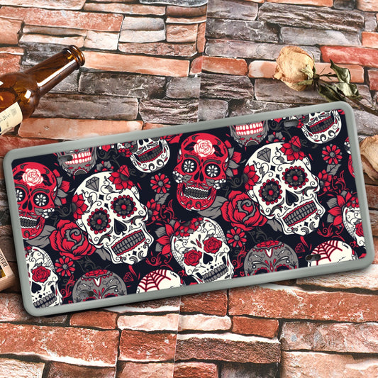 Day of the dead Vintage License Plate Decoration Painting, Gothic Vintage License Plate Painting