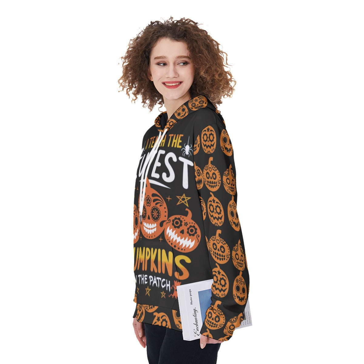 Sugar skull Halloween pumpkin Women's Pullover Hoodie