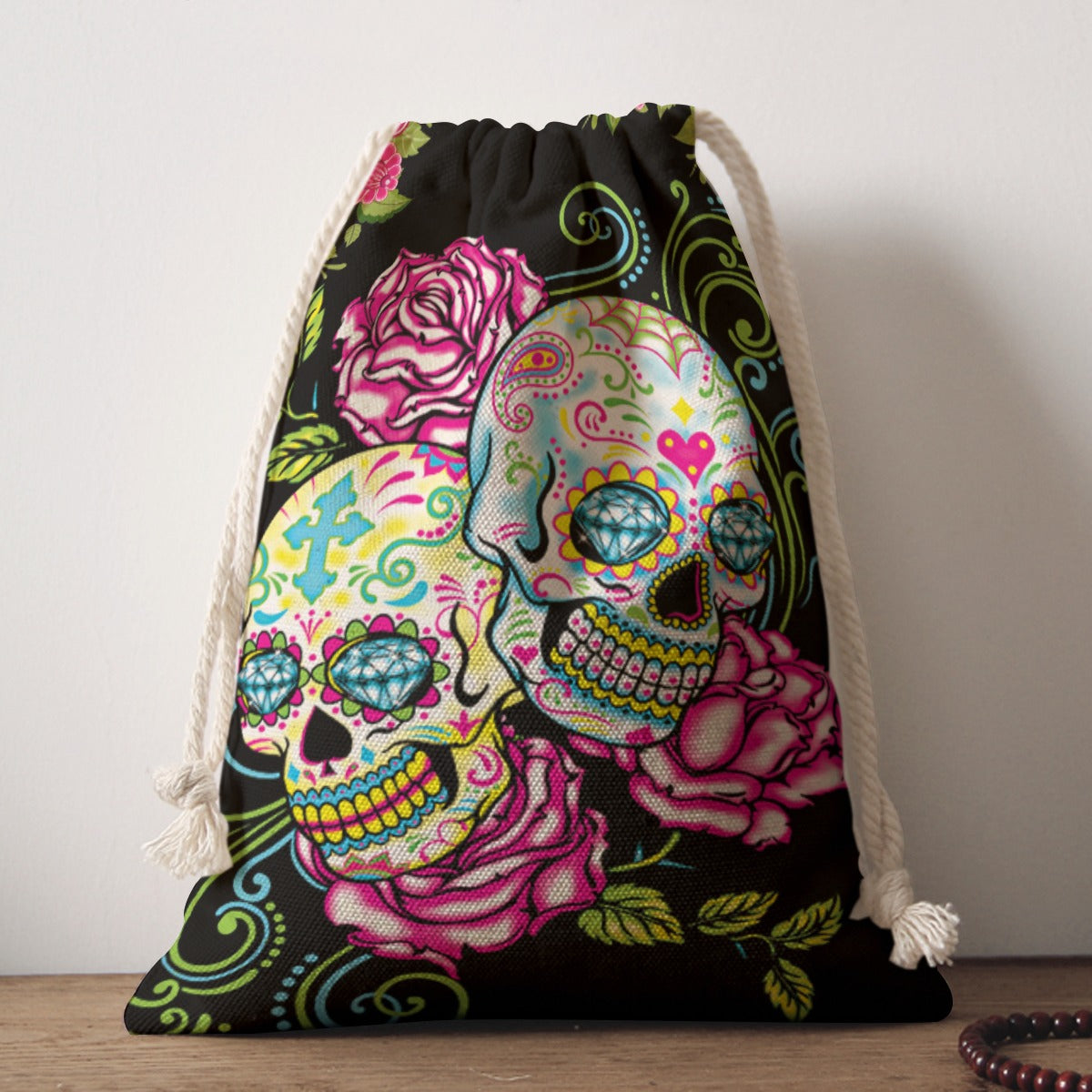 Dia de los muertos skeleton Drawstring Bag, Mexican sugar skull bag handbag shoulder bag backpack