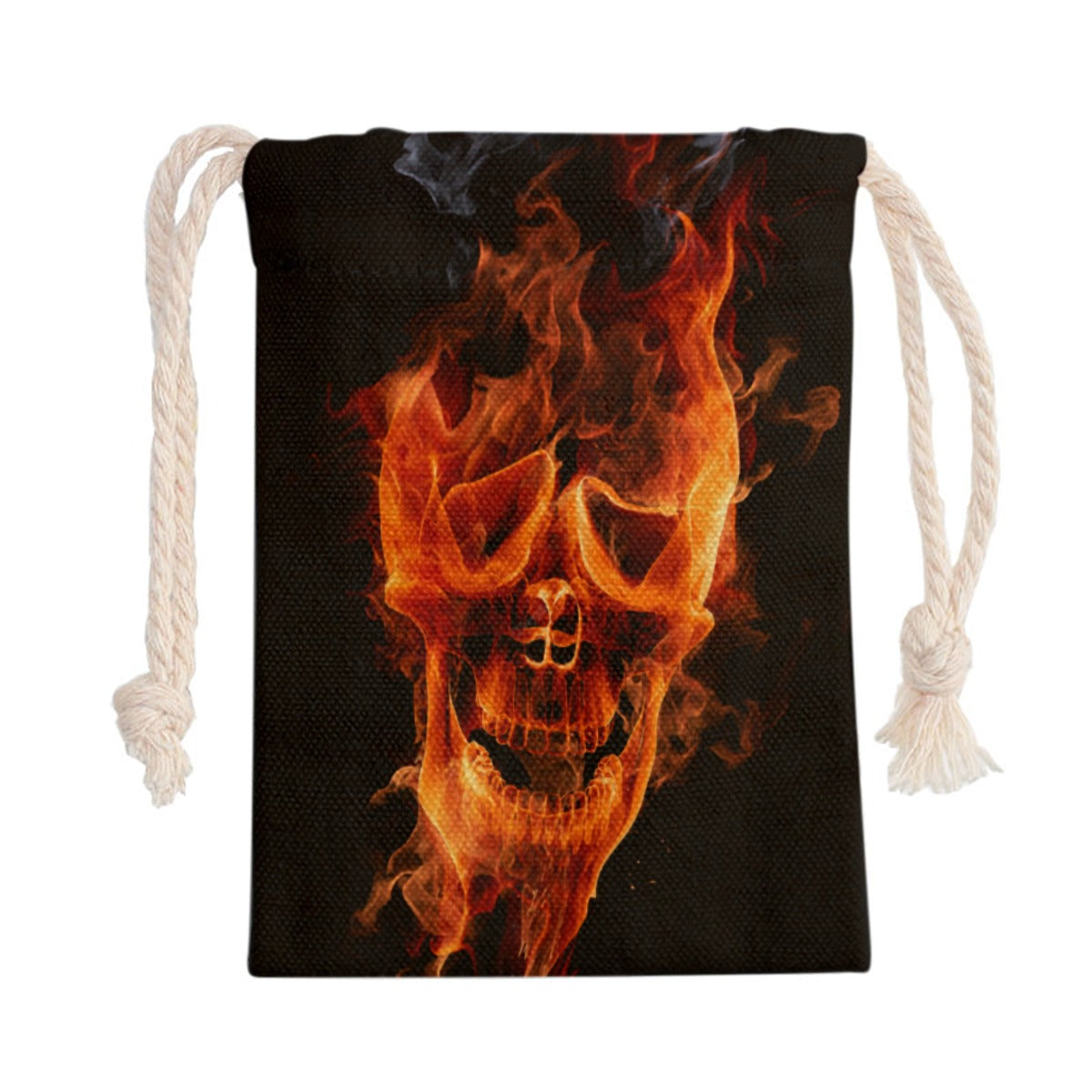 Fire skull Drawstring Bag, Flaming skeleton grim reaper drawstring bag