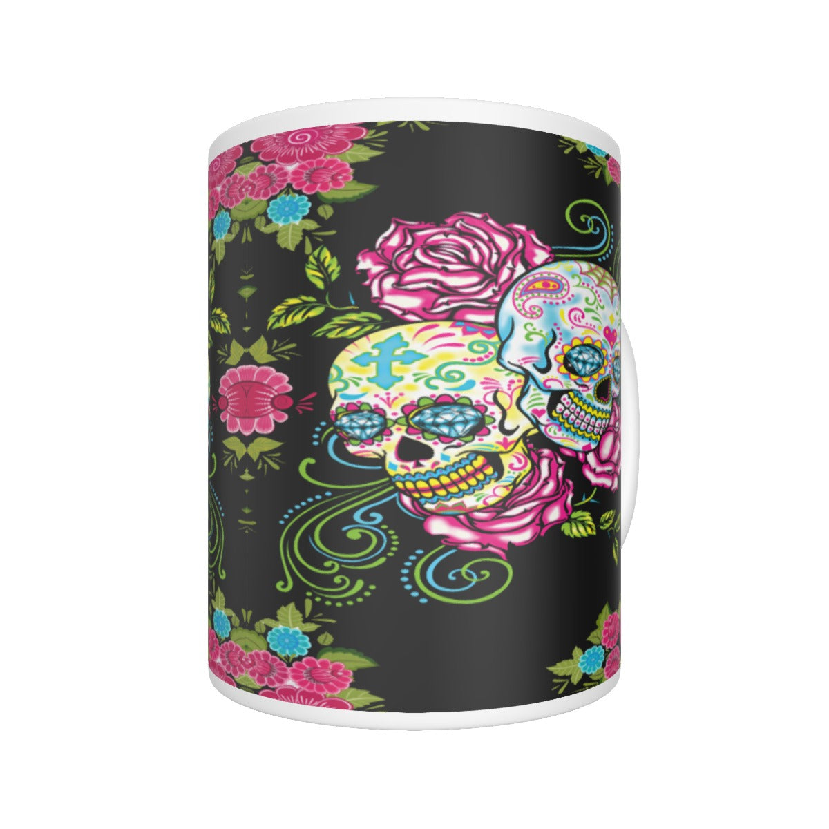 Sugar skull Ceramics mug, Dia de los muertos tumbler